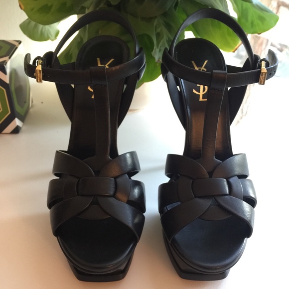 SOLD YSL Saint Laurent Tribute Black Heels 38 - Picture 2 of 8
